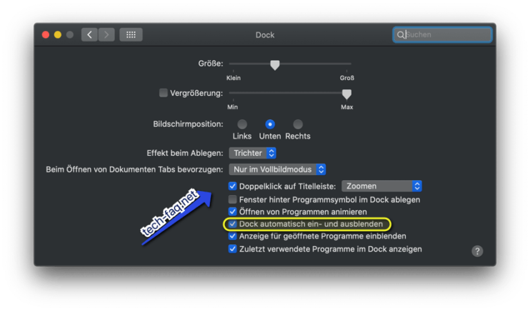 Mac OS - Dock ausblenden