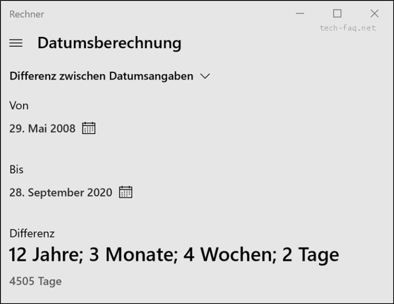 Datum berechnen mit Windows Rechner