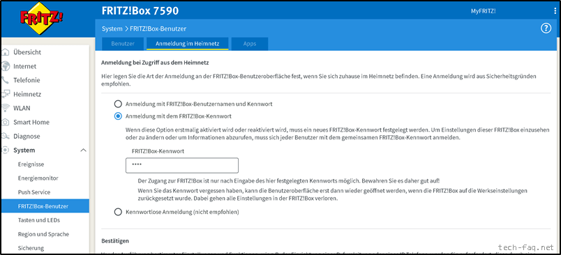 Neues FritzBox Kennwort vergeben