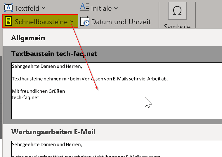 Textbausteine in Outlook verwenden