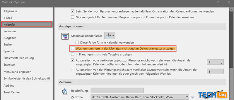 Kalenderwochen in Outlook anzeigen Kalenderwochen in Outlook anzeigen