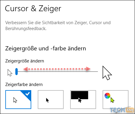 Mauszeiger Größe ändern in Windows 10