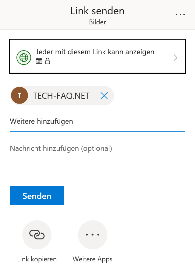 Dateien und Bilder mit OneDrive teilen OneDrive Link senden