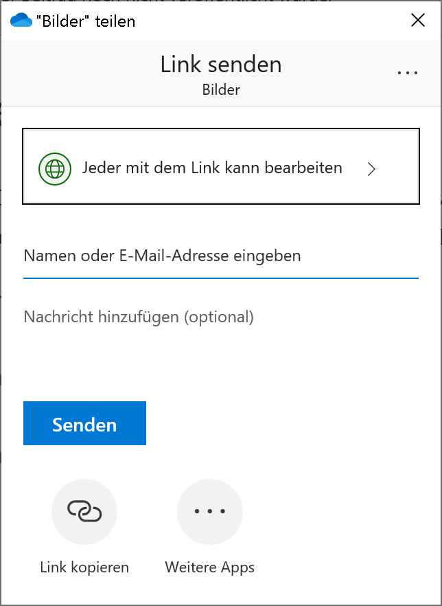 Ordner und Bilder mit OneDrive teilen. Ordner und Bilder mit OneDrive teilen.