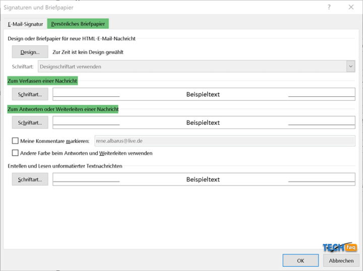 Outlook Schriftart ändern ganz einfach Anleitung TECH FAQ