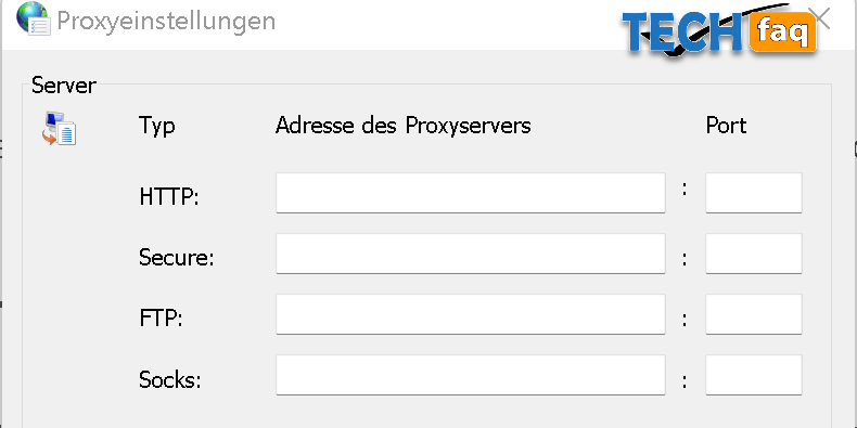 Proxyserver nach Protokoll eintragen